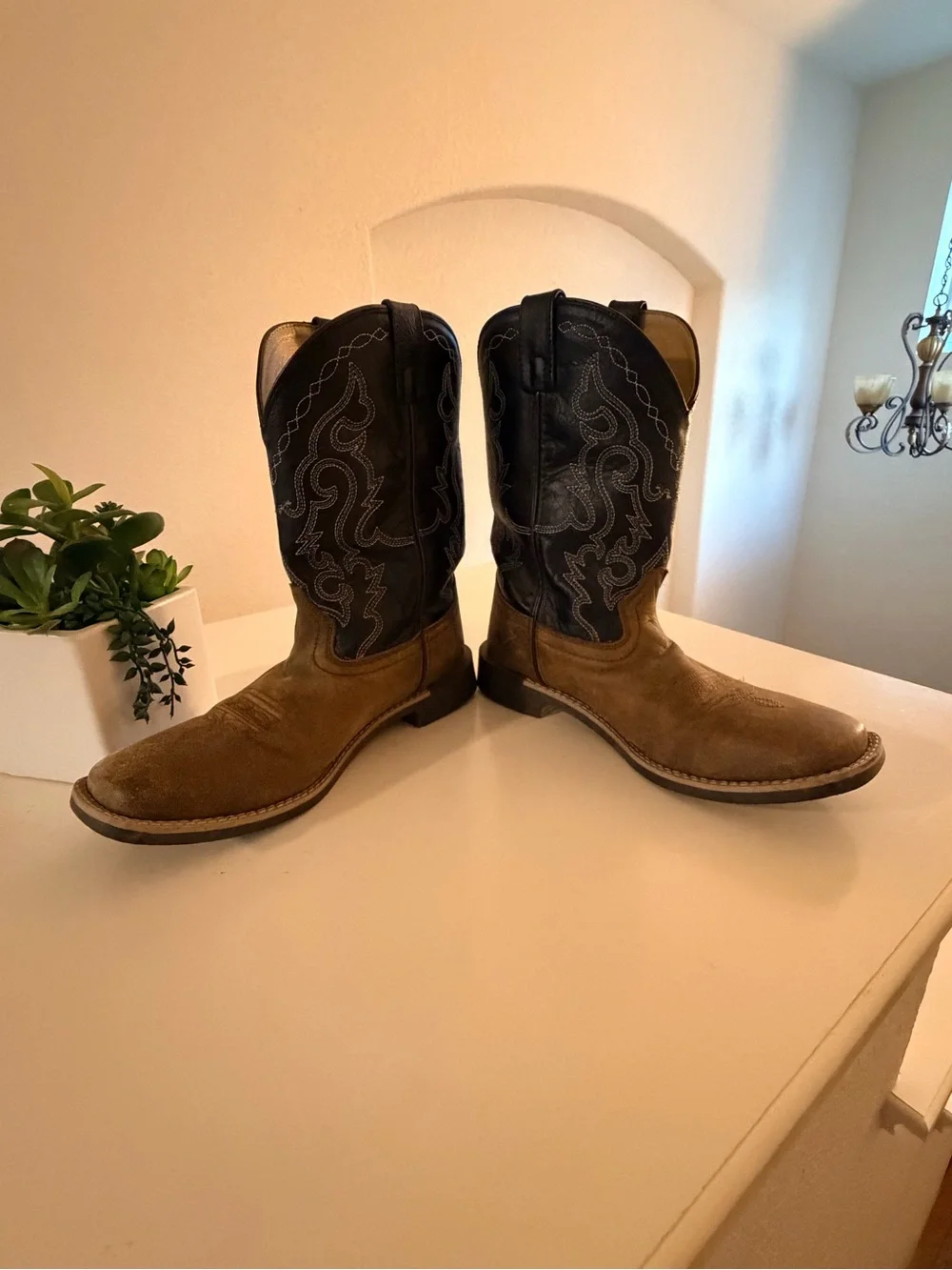 Classic Two-Tone Men’s Western Boots - Brown and Black